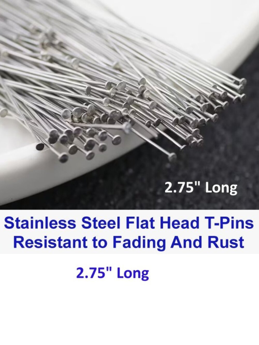 Stainless Steel Flat Head T-Pins Resistant to Fading And Rust 100 pcs 2.75"